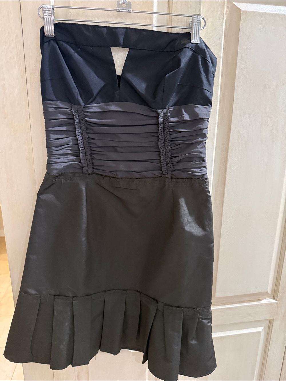 Prada Black Strapless Pleated-Hem Cocktail Dress